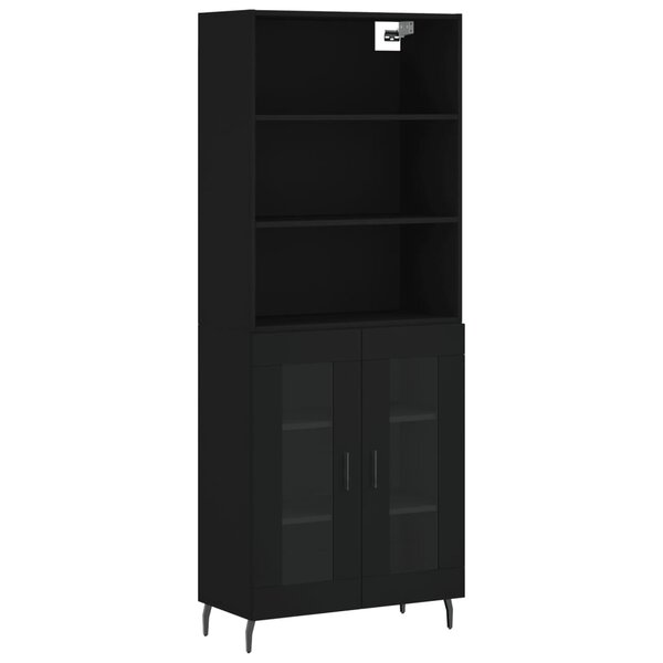 vidaXL Buffet haut Noir 69 5x34x180 cm Bois d'ingénierie