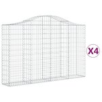vidaXL Paniers à gabions arqués 4 Pièces 200x30x120/140 cm Fer galvanisé