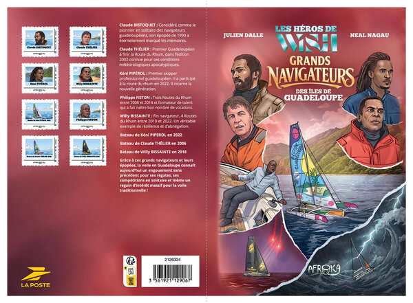 Collector 8 timbres - Les grands navigateurs des îles de Guadeloupe - Lettre Verte