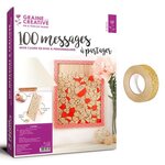 Cadre en bois personnalisable 30 x 42 cm 100 messages coeurs + masking tape doré à paillettes 5 m
