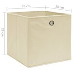 vidaXL Boîtes de rangement 4 Pièces Tissu intissé 28x28x28 cm Crème