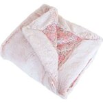 Couverture enfant en liberty et fausse fourrure rose - 75 x 100 cm