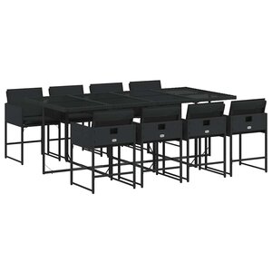 vidaXL Ensemble à manger de jardin 9Pièces coussins noir résine tressée
