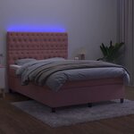 vidaXL Sommier à lattes de lit matelas et LED Rose 140x200 cm Velours