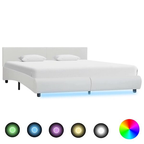 vidaXL Cadre de lit avec LED sans matelas blanc 180x200 cm