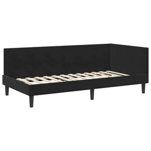 vidaXL Cadre de lit d'angle Autre avec tête de lit Noir 90 x 190 cm