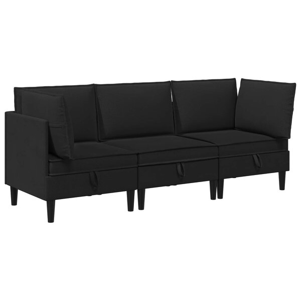 vidaXL Ensemble de meubles pour le salon 3 Pièces Noir Tissu