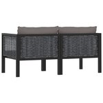 Canapé à 2 places avec coussins 136 x 68 x 64 cm résine tressée anthracite 02_0013295