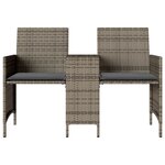 vidaXL Canapé de jardin 2 places avec table et tabourets gris rotin