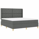 vidaXL Lit à Ressorts avec matelas Gris foncé 180 x 200 cm tissu