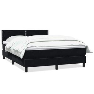 vidaXL Sommier à lattes de lit avec matelas noir 160x210 cm velours
