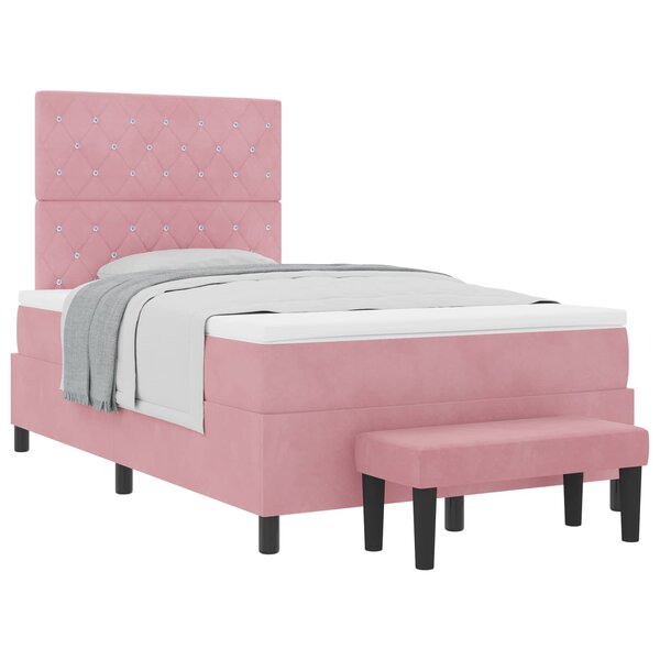 vidaXL Lit à ressorts avec matelas Rose 120 x 200 cm Velours