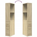vidaXL Armoire de salle de bain étroite avec roulettes chêne sonoma