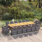vidaXL Ensemble à manger de jardin coussins 17 Pièces Résine tressée Gris