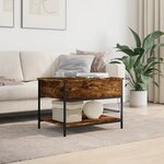 vidaXL Table basse chêne fumé 70x50x50 cm bois d'ingénierie et métal