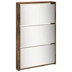 vidaXL Armoire à chaussures miroir 5 niveaux chêne fumé 63x17x169 5 cm