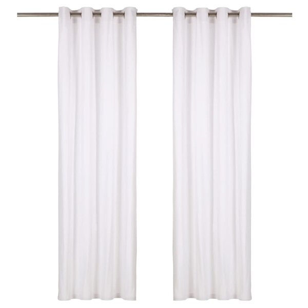 vidaXL Rideaux avec anneaux en métal 2 Pièces Coton 140x225 cm Blanc