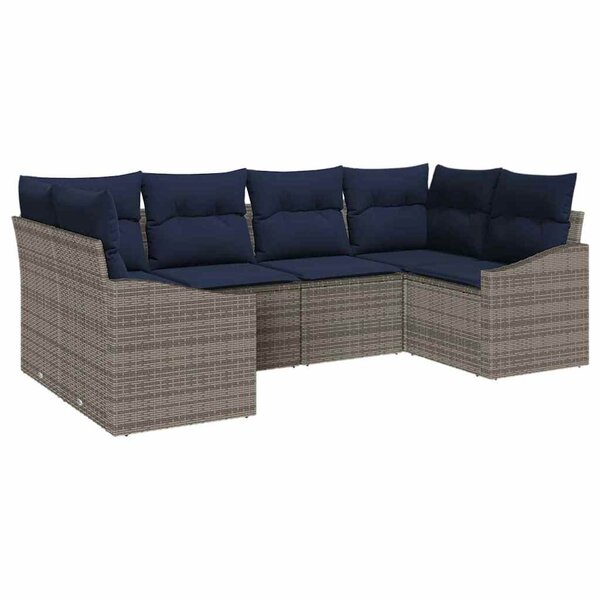 vidaXL Ensemble de canapé de jardin 6 Pièces Gris et bleu marine
