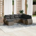 vidaXL Salon de jardin avec coussins 7 Pièces gris résine tressée
