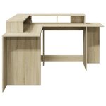 vidaXL Bureau avec lumières LED chêne sonoma bois d'ingénierie