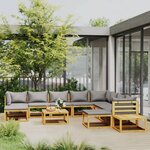 vidaXL Salon de jardin 12 Pièces avec coussin Bois d'acacia solide