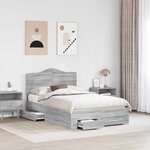 vidaXL Cadre de lit Gris Sonoma 120 x 200 cm Bois d'ingénierie