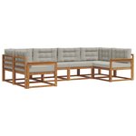 vidaXL Ensemble de canapés d'extérieur 6 Pièces Gris Naturel et Clair