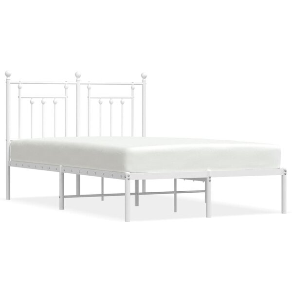 vidaXL Cadre de lit métal avec tête de lit blanc 135x190 cm