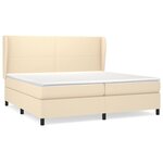 vidaXL Sommier à lattes de lit avec matelas Crème 200x200 cm Tissu