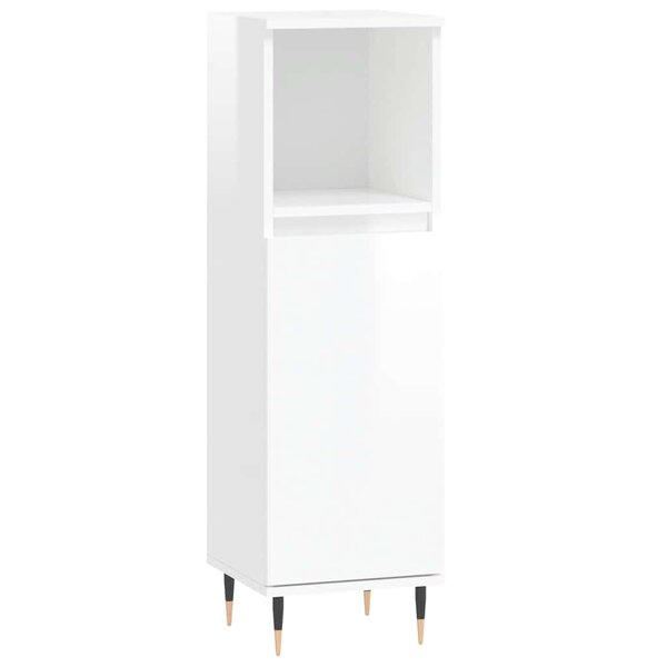 vidaXL Armoire de salle de bain blanc brillant 30x30x100 cm