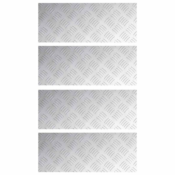vidaXL Plaques à damier 4 Pièces Argent 50 x 20 cm Aluminium