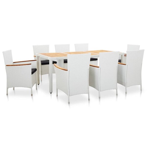 vidaXL Ensemble à manger d'extérieur 9 Pièces Résine tressée Blanc