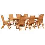 vidaXL Ensemble de salle à manger pour jardin 9 Pièces Marron