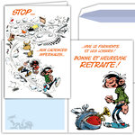 Maxi grande carte géante départ retraite gaston lagaffe franquin avec enveloppe