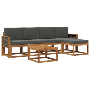 vidaXL Ensemble de canapés d'extérieur 6 pc Naturel et Anthracite