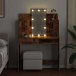 vidaXL Coiffeuse avec lumières LED vieux bois 96x40x142 cm