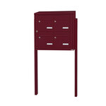 Bloc collectif leabox.com 2x2 grade 3 simple face Extérieur fixation sur pieds à sceller Rouge pourpre RAL 3004 finition brillante