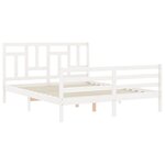 vidaXL Cadre de lit avec tête de lit blanc King Size bois massif