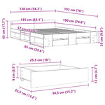 vidaXL Cadre de lit avec tiroirs sans matelas chêne fumé 135x190 cm