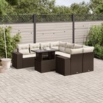 vidaXL Salon de jardin avec coussins 9 Pièces marron résine tressée