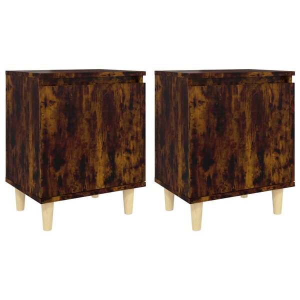 vidaXL Tables de chevet et pieds en bois 2 Pièces Chêne fumé 40x30x50 cm