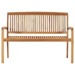 vidaXL Banc de jardin empilable et coussin 128 5cm Bois de teck massif