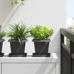 vidaXL Pots de plantes 24 Pièces Noir 16 x 16 x 14 cm Plastique