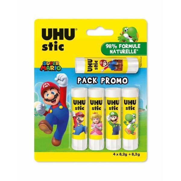 UHU - LOT DE 5 STIC BLANC 8,2g PACK PROMO RDC