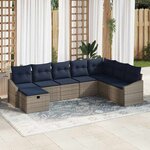 vidaXL Ensemble de canapé de jardin 8 Pièces Gris 55 x 62 x 69 cm