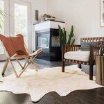 vidaXL Tapis en peau de vache véritable beige 180x220 cm