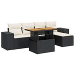 vidaXL Salon de jardin 6 Pièces avec coussins noir résine tressée