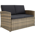 Tectake Salon bas de jardin LUCQUES 4 places - marron naturel