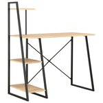 Bureau table poste de travail meuble d'ordinateur informatique étude avec étagère et chêne 102 x 50 x 117 cm noir 02_0023479