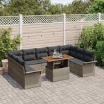 vidaXL Ensemble de canapé de jardin 10 Pièces Gris Poly rotin
